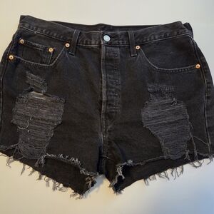 Levi's Black Distressed Jean Shorts